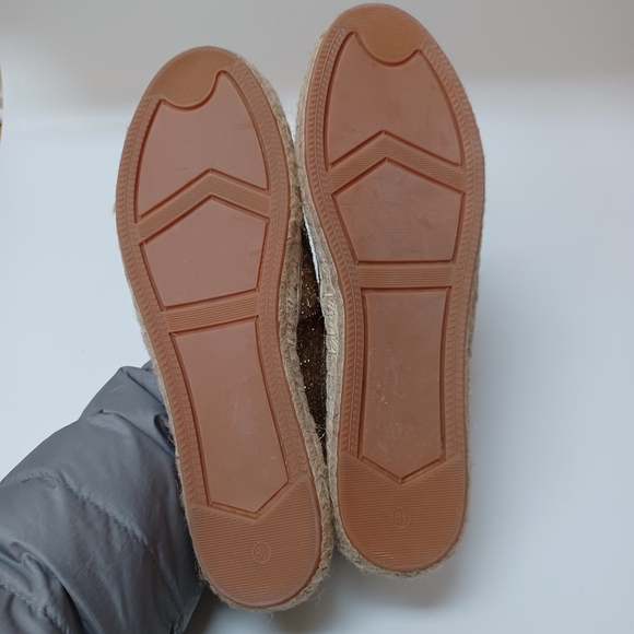 Rebecca Minkoff Espadrilles Gold Glitter Slip On Flats Womens size 8.5 - Picture 14 of 16